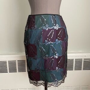 Due Per Due patchwork skirt with sequin lace overlay